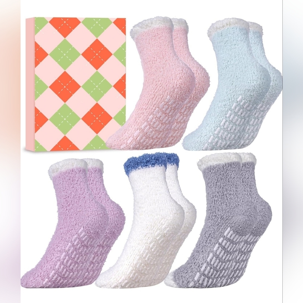🎉5/$20 Women Fuzzy Socks Stocking Stuffers Cute Slipper Socks 5 Pairs